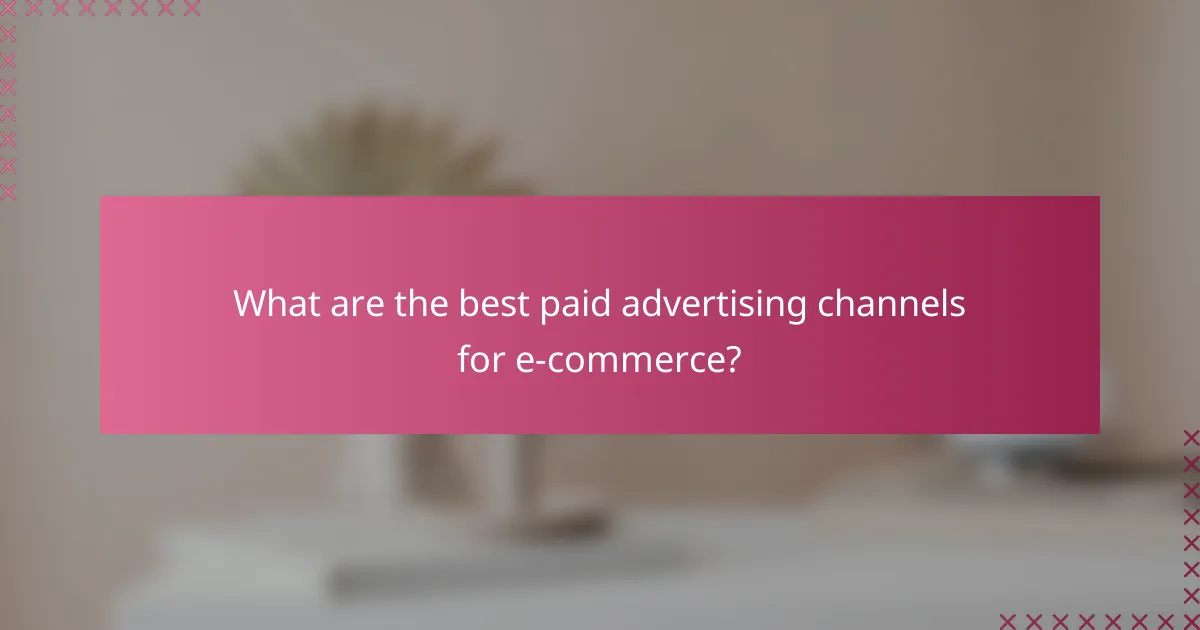 What are the best paid advertising channels for e-commerce?